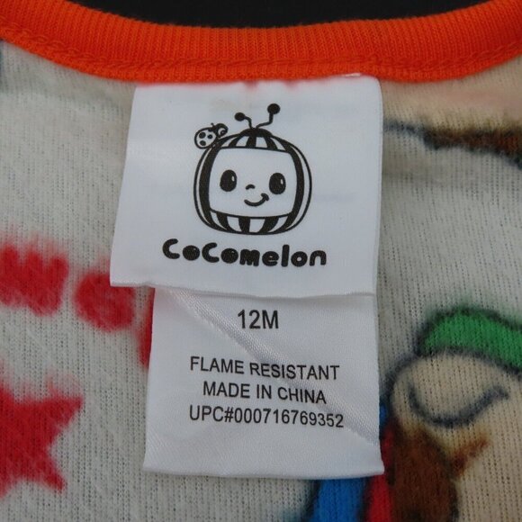 Cocomelon 12M Unisex Fleece Zipped One Piece Pajamas Bodysuit Gripper Feet NEW - Picture 4 of 8